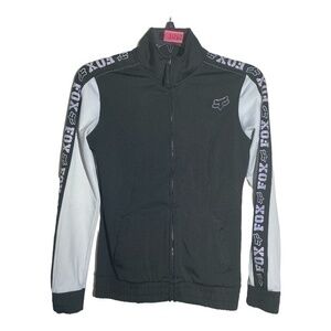 Fox Racing Womens Black White Track Jacket Thumb Holes Size Medium